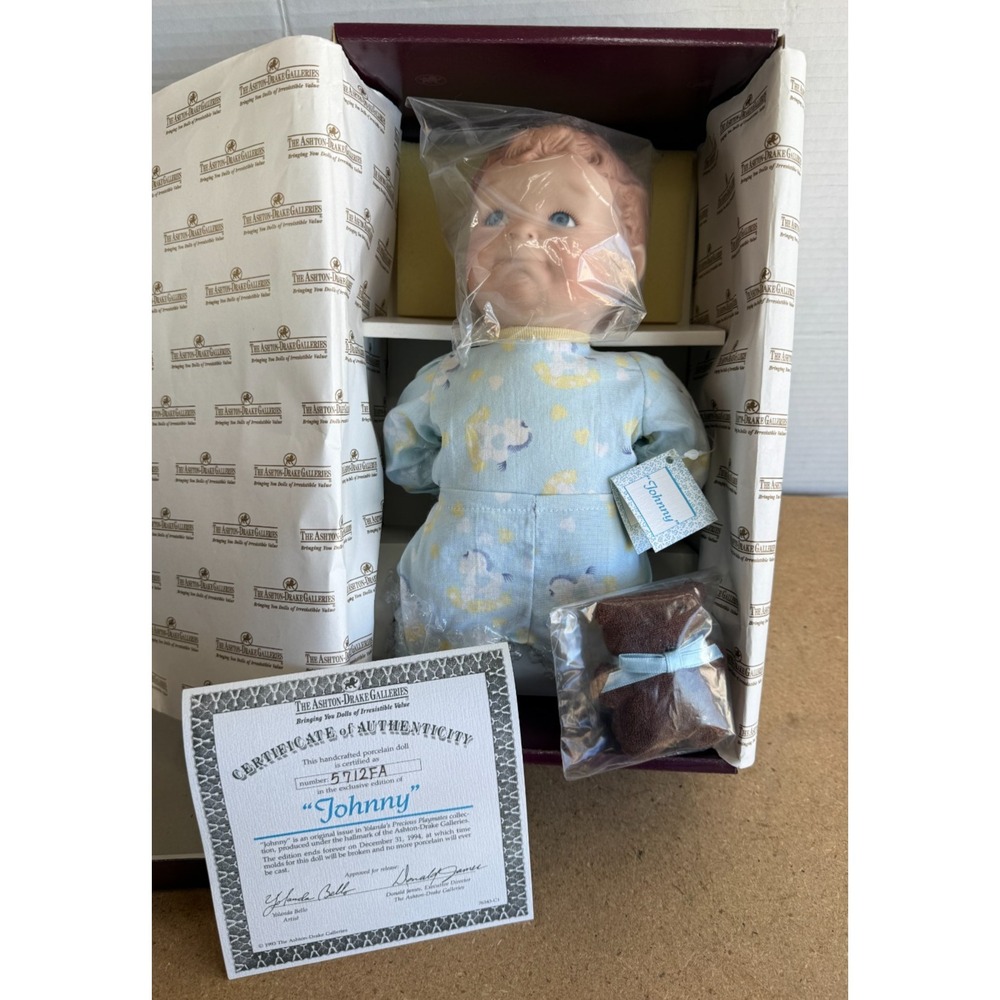 1993 the Ashton Drake Galleries Johnny Porcelain Doll - Yolanda Bello - NEW